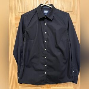 Lands’ End Wrinkle Free Broadcloth Button-up Shirt, Women’s Size 6, Black